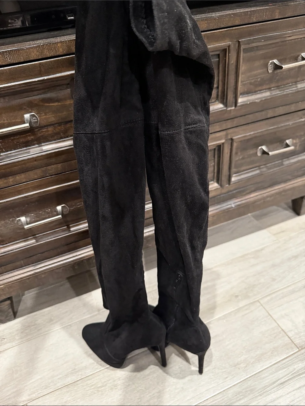 Fashion Nova Black Over-The-Knee Suede Stiletto Boots